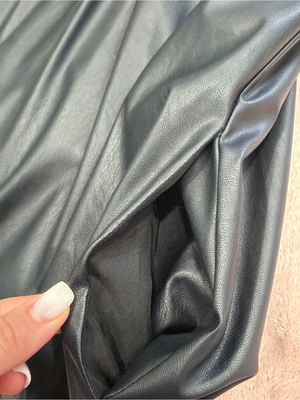Who What Wear Black Faux Leather Mock-Neck Long-Sleeve Dress - Picture 16 of 16